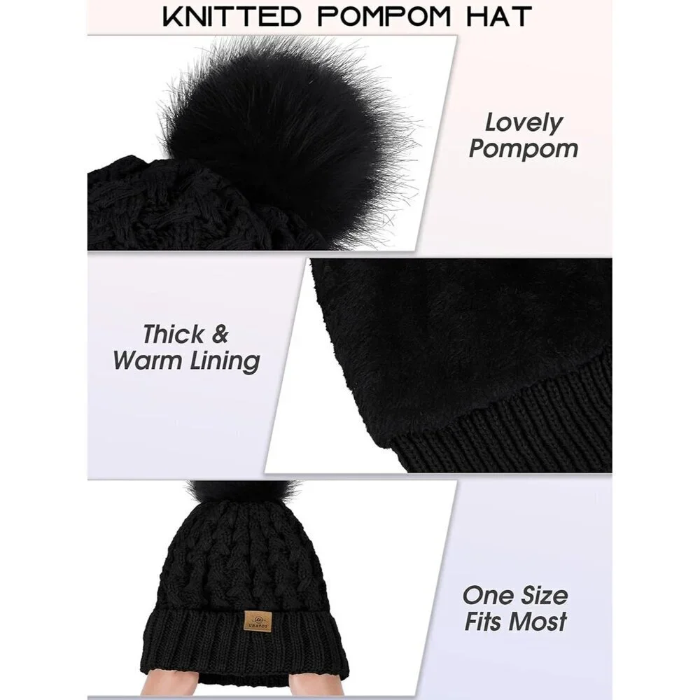 Winter Warm Knitted 4-in-1 Set Hat Scarf Gloves Ear Warmer Men Women